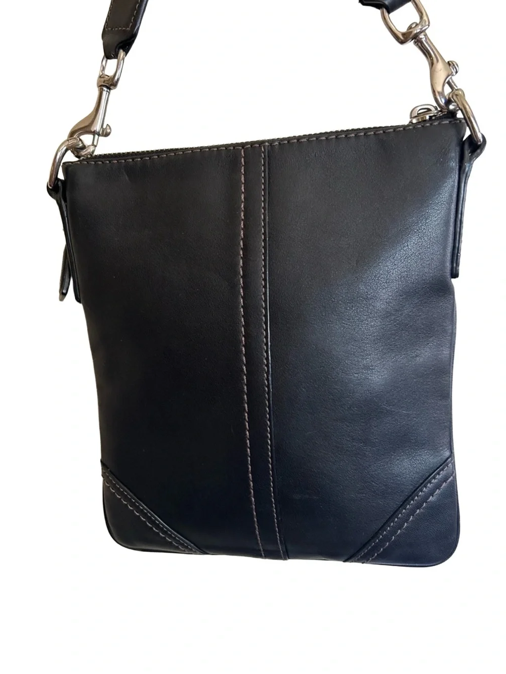 Vintage Coach Black Leather Messenger Crossbody Bag Classic Y2K